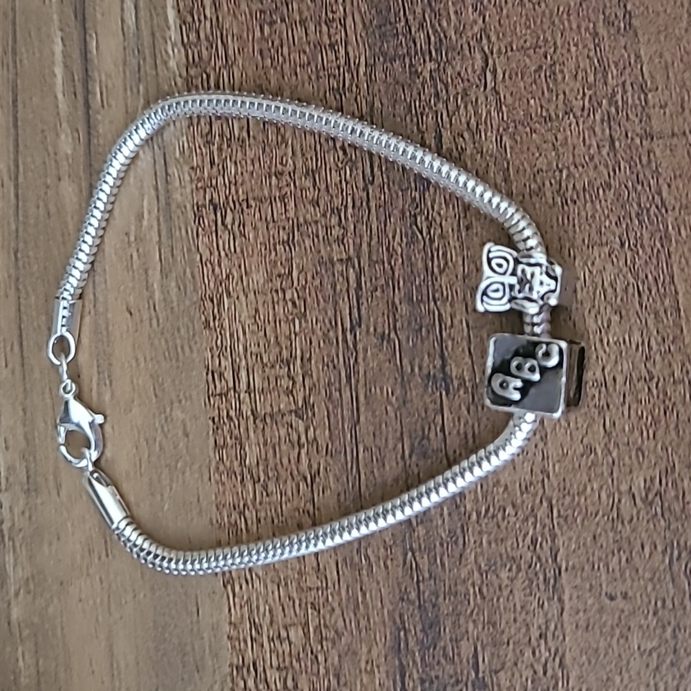 Silver Snake Chain Charm Bracelet
